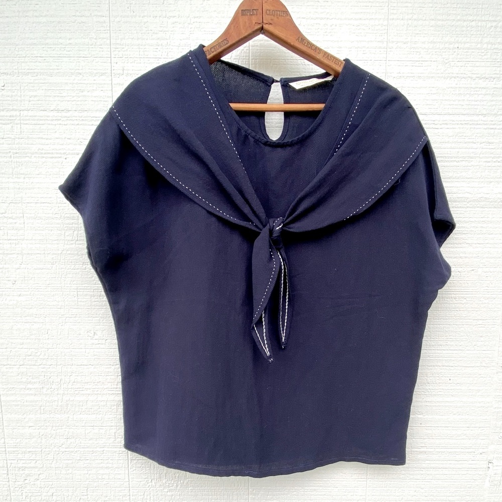 Vintage blue tailor top —SMALL